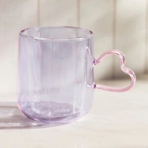 NEW Anthropologie Corazon double-walled glass mug